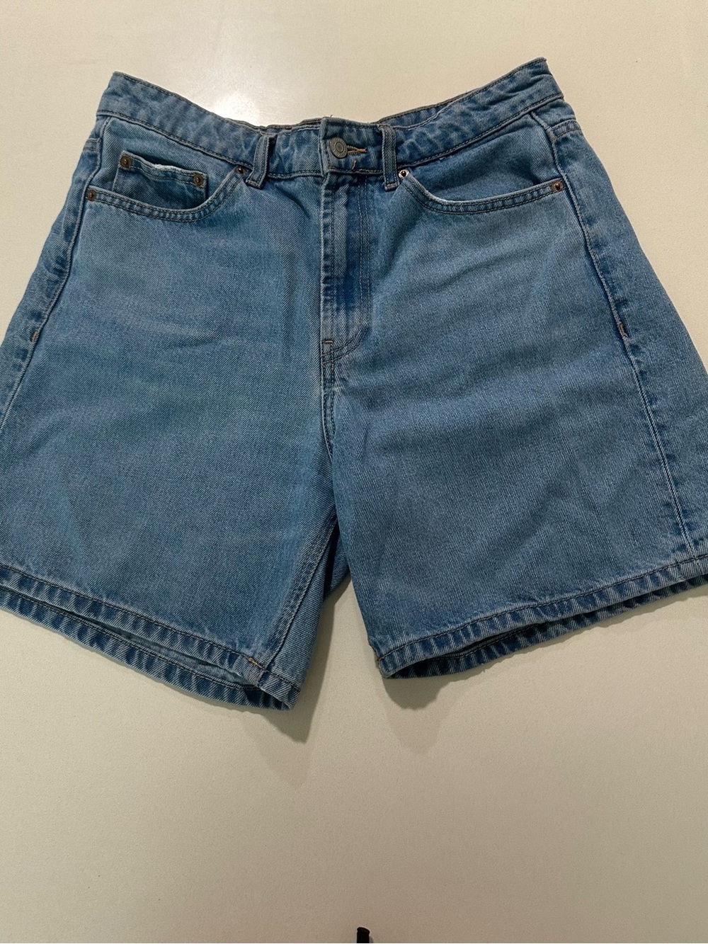 Zara Light Blue High-Rise Denim Shorts